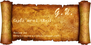 Gyömrei Ubul névjegykártya